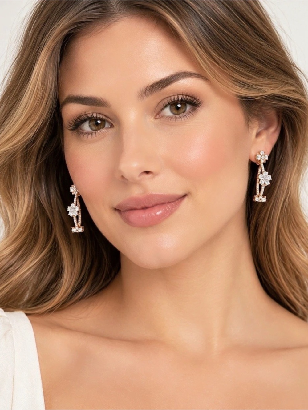 NWT Kate Spade Gleaming Gardenia Flower Hoop Earrings